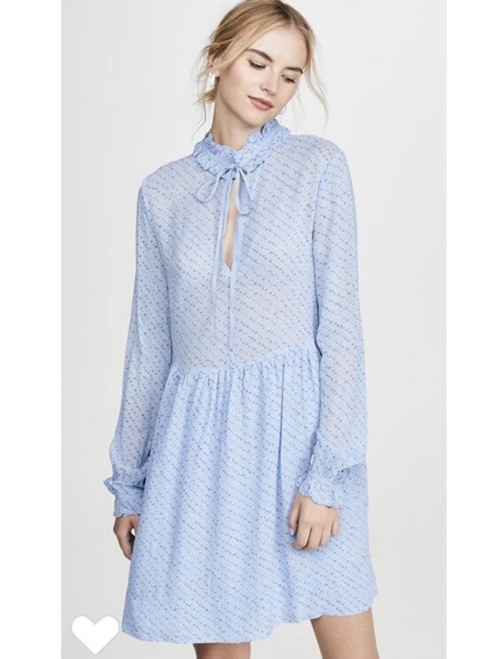 Ganni Neck Tie Dress in Blue Print